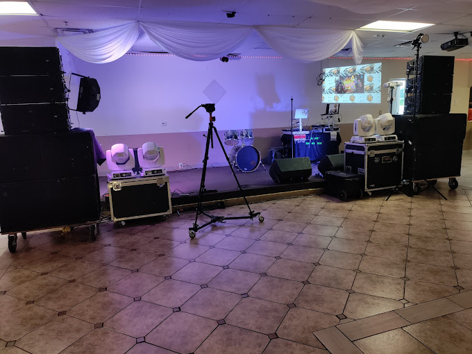 DJ, sound and lighting setup